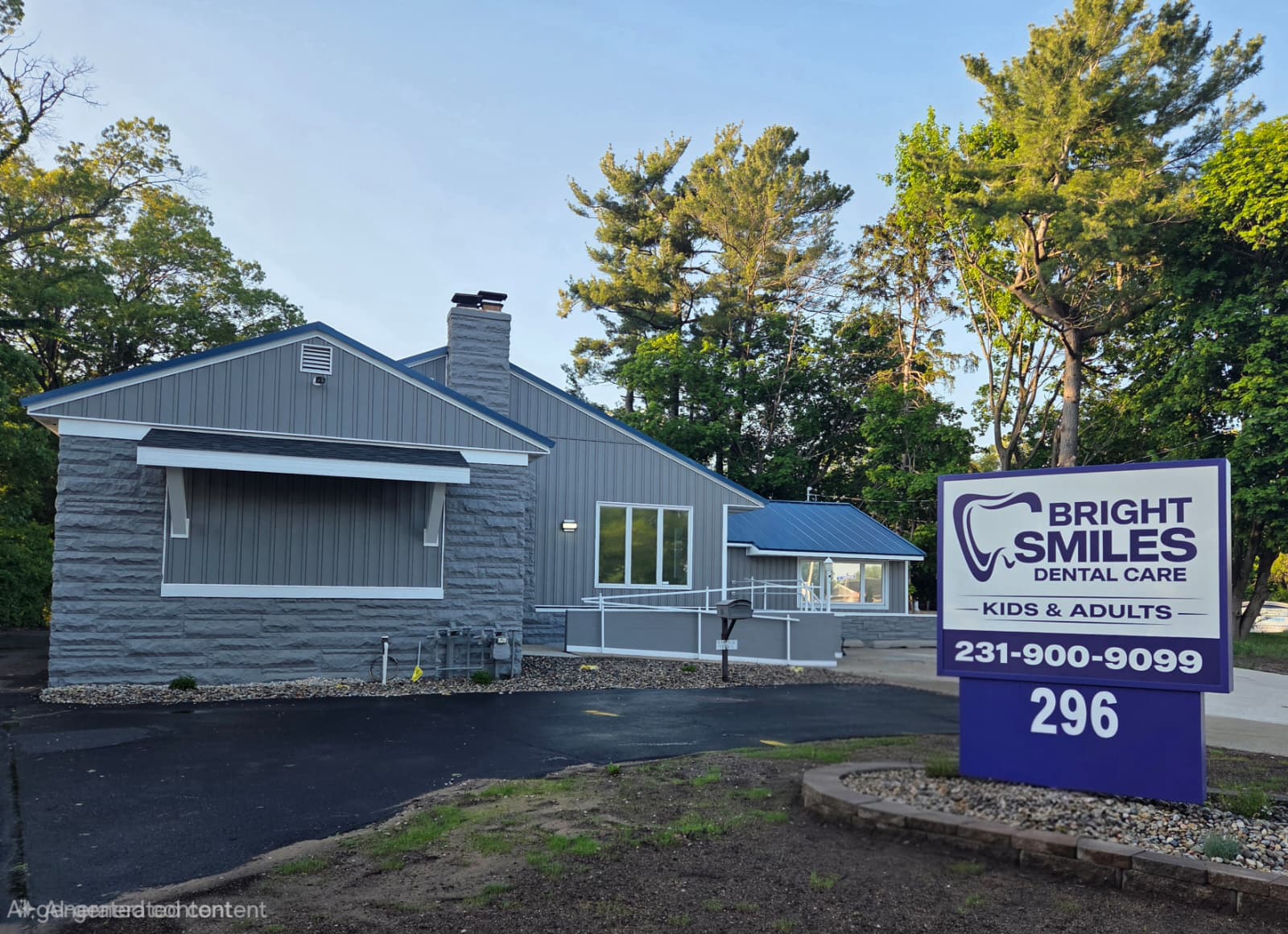 Dentist answering patient questions in Norton Shores Michigan